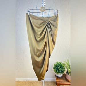 Shein scrunch olive green size XL skirt NWOT cottagecore silky festival boho